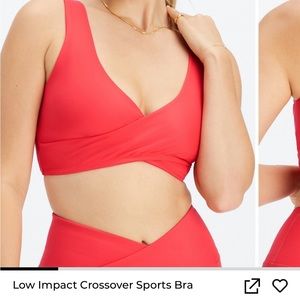 NWT Fabletics Low Impact Crossover Sports Bra. Strawberry Red size Medium.